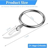 Hoiny Curtain Rings 24pcs Metal with 24 Hooks 30 mm Inner Silver view 3