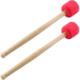 Jiozermi 2 Pcs Drum Mallet, Red, 12.8 Inches for Drums Snare Drums | Hard Foam Rubber, Anti-slip, Bass Percussion Sticks, For Drums Snare Drums