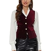 Ellunis Women's Waistcoat Steampunk Vest Vintage 2025 Sleeveless Button Down V-Neck Velvet Suit Vests Tops