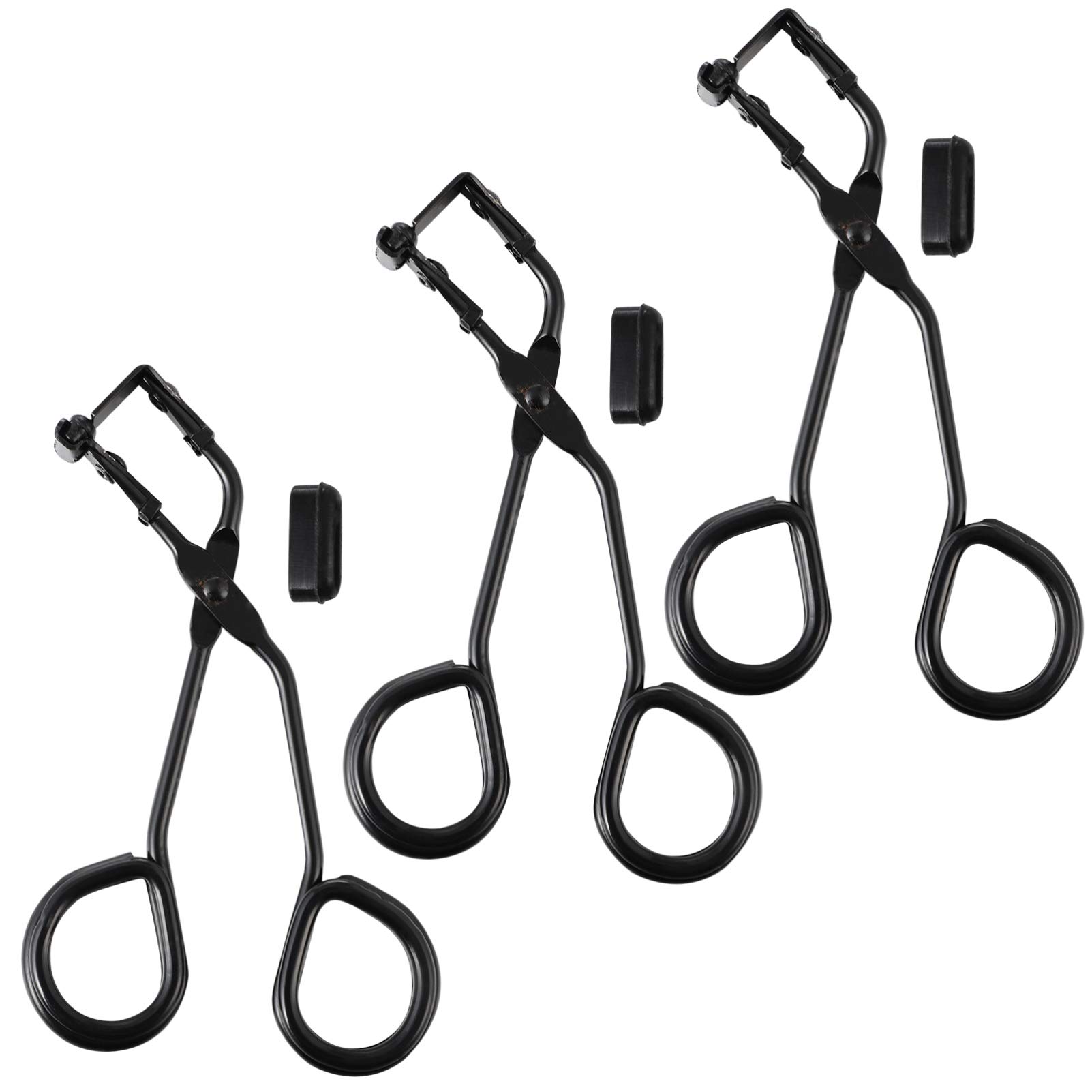 Photo 1 of 3 Sets Mini Eyelash Curler Lash Curls with Non Slip Finger Grip Eyelashes Silicone Pressure Pad for Women Ladies Black