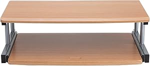 Mind Reader 2TSLIDE-BRN 2 Tier Monitor Stand Riser with Sliding Drawer for Keyboard, Notebooks, Papers, Notepads and More, Bamboo Brown