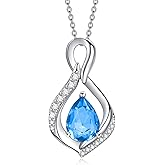 AENEAS Infinity Birthstone Necklace for Women Sterling Silver Infinity Teardrop Pendant Forever Love Jewelry Gift for Birthday Anniversary Christmas