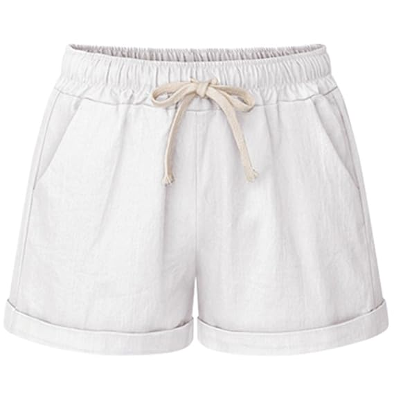 womens white shorts elastic waist
