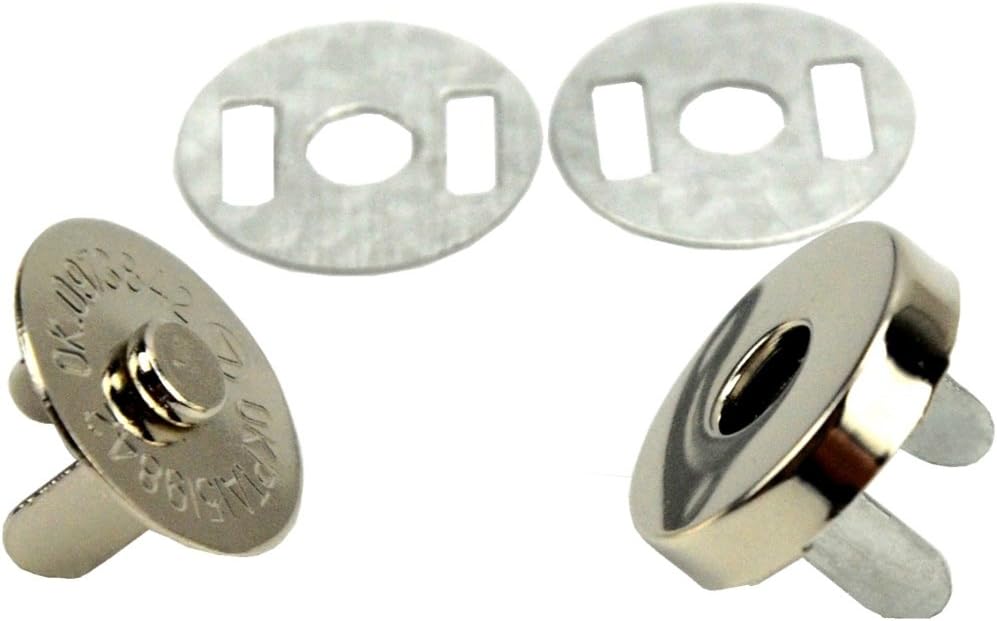 Lani Ang 20 Sets Magnetic Bag Button Snaps Clasps 18mm-Great for Purses Bags Clothes Sewing Craft No Tools Required (Silvery White)