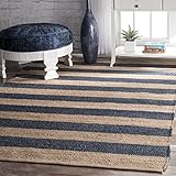 nuLOOM Alisia Flatweave Striped Jute Area Rug, 5' x