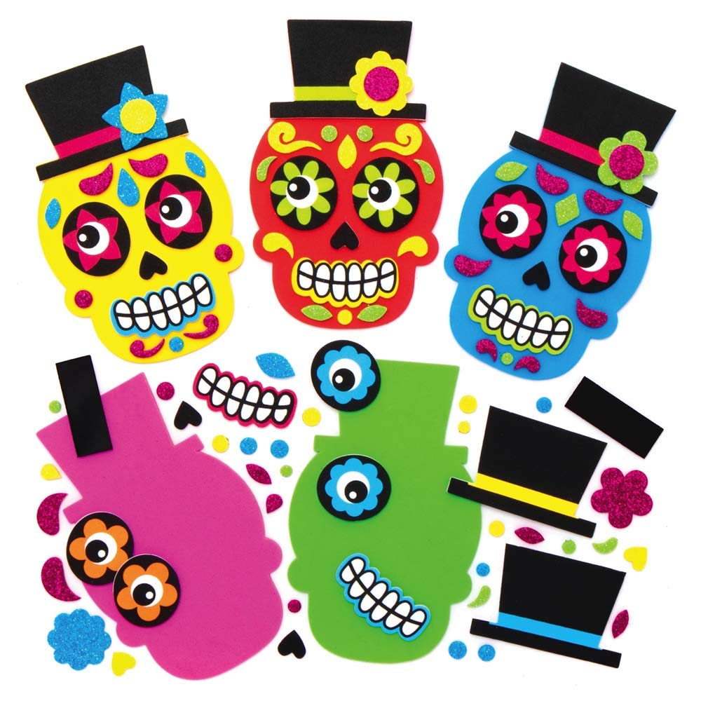 Baker Ross AX229 Day of The Dead Mix & Match Magnet - Pack of 8, Make Your Own Magnets, Ideal Kids Arts and Crafts Project
