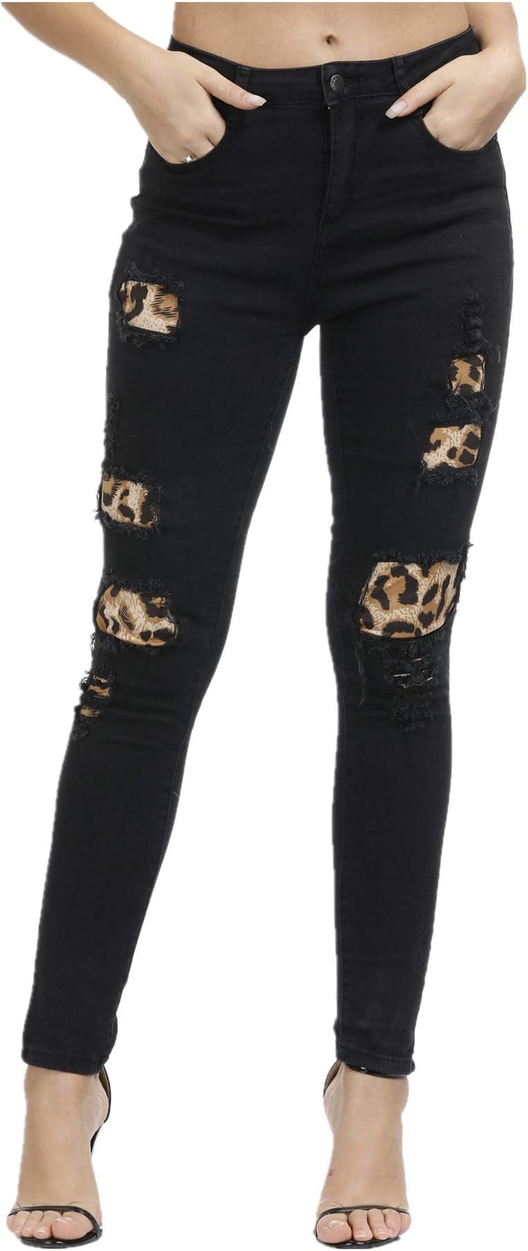 TENGFU Women's Juniors Skinny Jeans Mid-Rise Distressed Slim Fit Stretchy Jegging Denim Pants