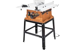 CUISINAID Table Saw 10 Inch, 15A Multifunctional Saw with Stand & Push Stick, 90° Cross Cut & 0-45° Bevel Cut, 5000RPM, Adjustable Blade Height for Woodworking, Orange
