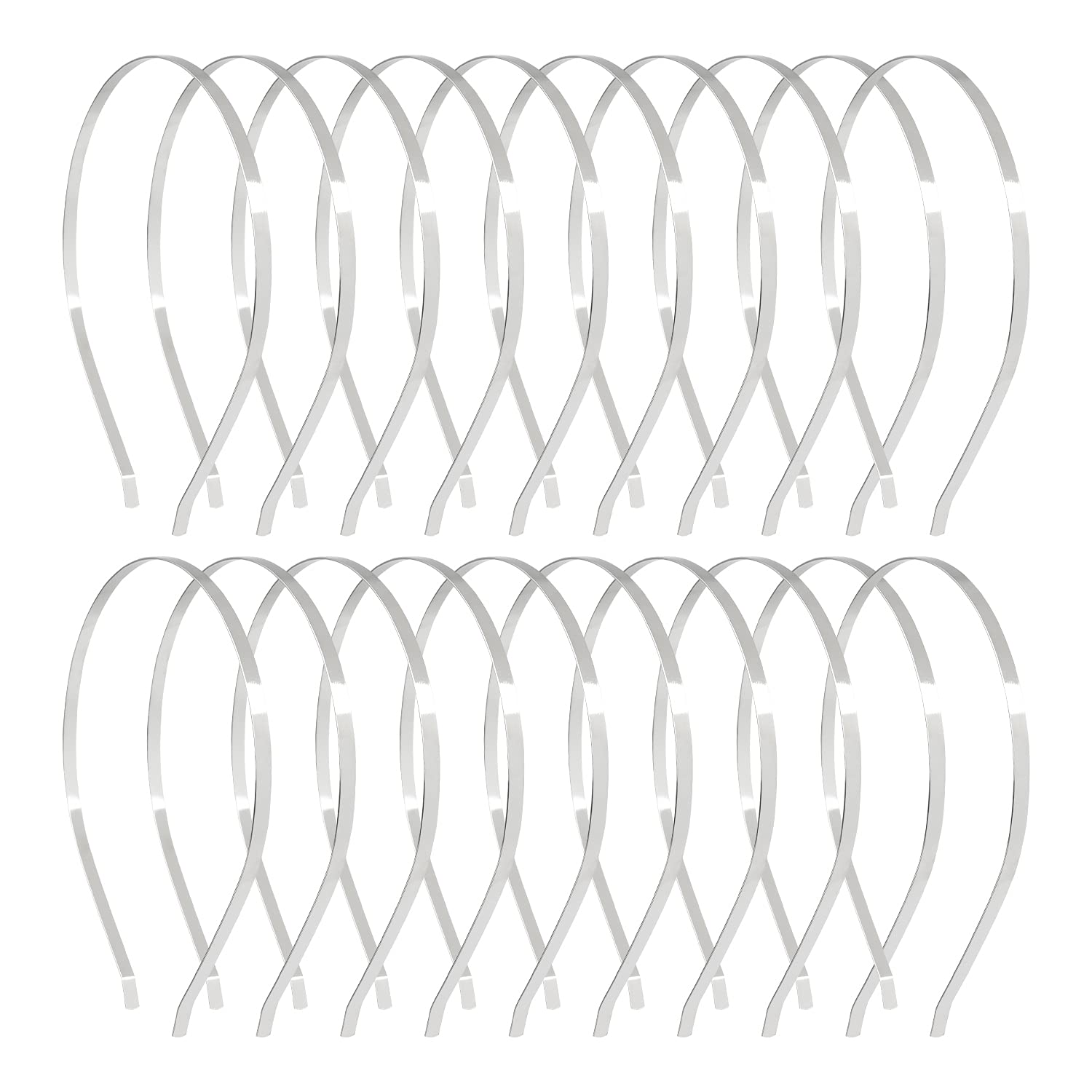 20 Pack Bulk 5 MM Wide Thin Silver Gold Black Plain Blank Hard Metal Headbands Hair Bands Clasps Tiara DIY Craft Accessories for Women