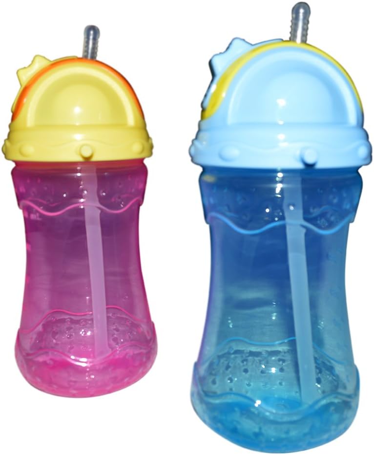 Sharebear Sippy Straw Cups - Built in Straw Cup - BPA Free - Leak Proof - Dishwasher Safe - Toddlers and Kids Love These Cups. Best Cups - 2 Pack 12 oz.