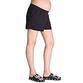 Motherhood Maternity Womens Casual Soft Stretchy Smocked Waist Lounge Pregnancy Shorts with Side Pockets