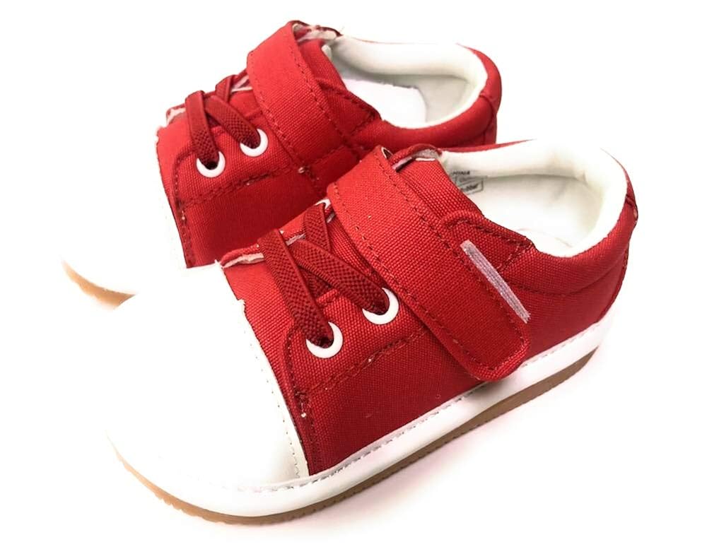 red canvas tennis shoes