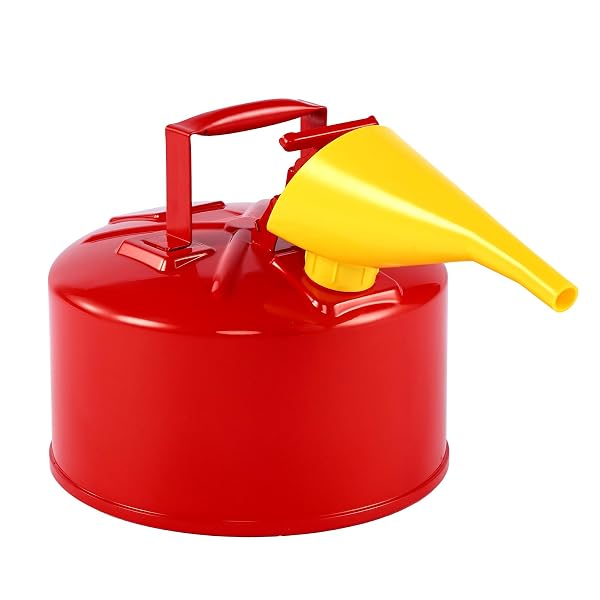 VEVOR SAFETY METAL CONTAINER, 2.5 GALLON TYPE I RED METAL CONTAINER FOR LIQUID MATERIAL WITH STAINLESS STEEL FLAME ARRESTER, SELF-CLOSING LID & PE FUNNEL, CARBON STEEL FLAMMABLE SAVING WITH HANDLE