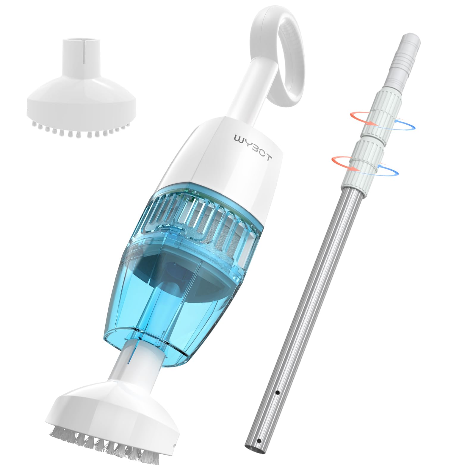 Photo 1 of (2025 Upgrade) WYBOT Hyson 100 Handheld Pool Vacuum with Dual Suction Heads, Telescopic Pole, Deep Cleaning with 60 Mins Runtime, Hot Tub Vacuum Ideal for Above & Inground Pools, Spas