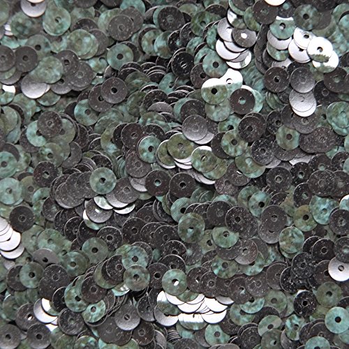 5mm Flat Round Sequin Paillettes ~ Marbled Deep Green ~ Loose sequins for embroidery, bridal, applique, arts, crafts, and embellishment. Made in USA.