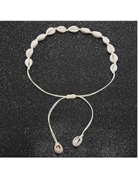 SUNSCSC - Gargantilla de terciopelo blanco hecha a mano para verano, concha de playa, collar ajustable con concha, NA