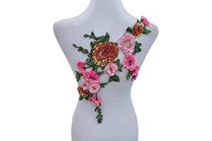 JRYYR Handmade Flower Appliques, Sequin Flower Patches are Suitable for Clothing, Dresses, Wedding Dresses, Bags and Other DIY Decorative Accessories. (AB Flower-05)