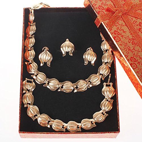 Necklace Earrings Bracele Ring Dubai Wedding Gold Plated Jewelry Sets For Women Style:jewelry set and box