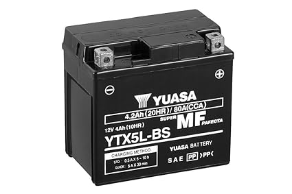 Batterie YUASA YTX5L-BS, 12V/4AH (Maße: 114x71x106) für Yamaha WR250 F Baujahr 2003