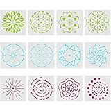 Kalolary 12 Pack Mandala Dotting Stencils Template, Mandala Dot Painting Stencils, Mylar Painting Templates for Rock Painting Furniture Cards Canvas Wood