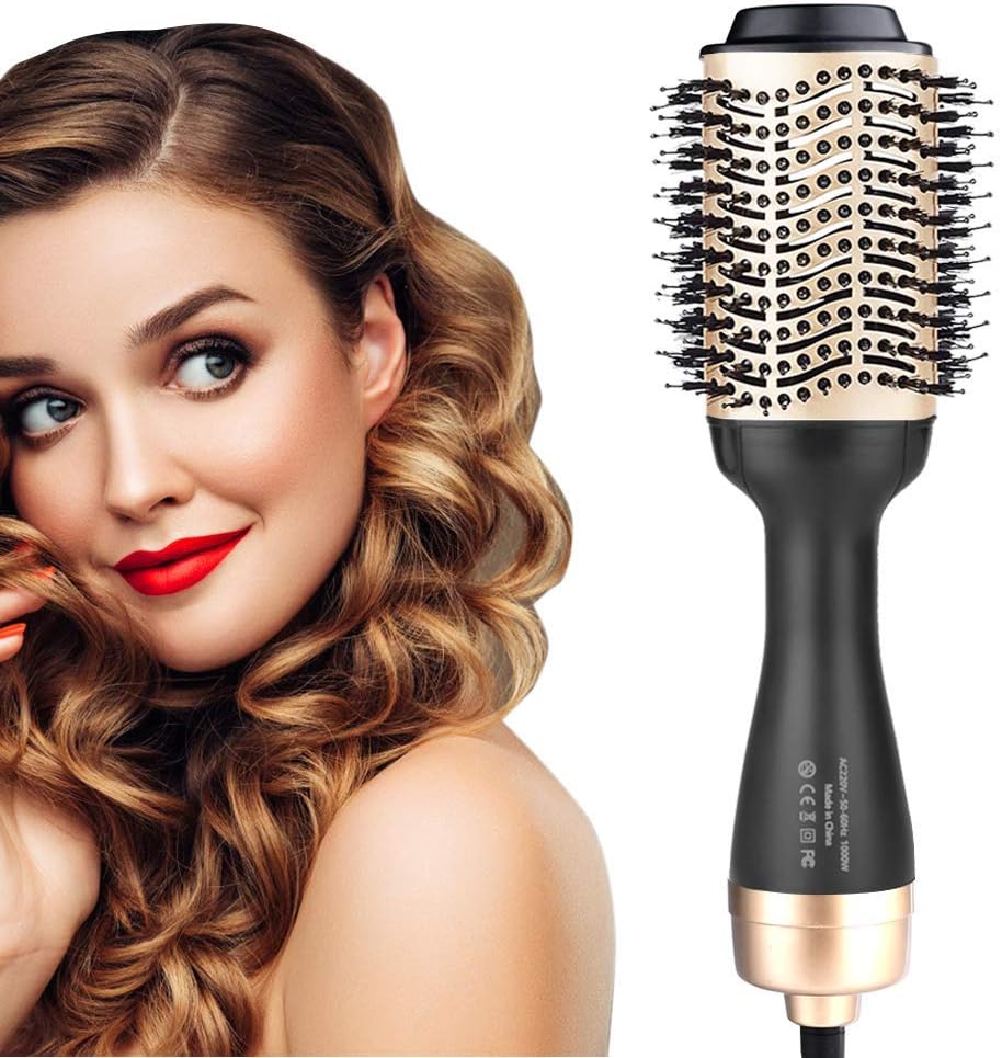 One Step Hot Air Brush, 5 in 1 Negative Ionic Hair Dryer Brush & Volumizer Styler Massage Comb, Multifunctional Salon Hair Straightener and Curler Brush