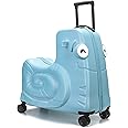 SEA PUNK Kids Luggage, Kids Ride-on Luggage with Spinner Wheels Suitcase, Kid's Ride-On Suitcase Help Your Child Relax, Carry On Trolley Luggage with Password Lock (Blue, 20 inches)