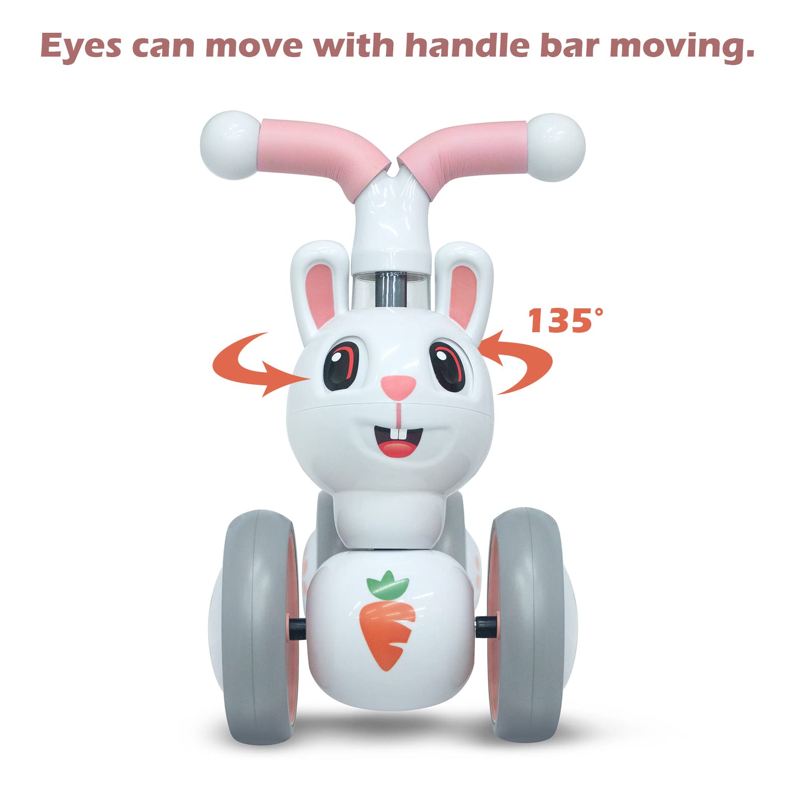 YGJT Baby Balance Bike Toys for 1 Year Old Girls, First Birthday Gifts for 10-36 Months Toddlers Bike, Non-Pedal 4 Silent Wheels Riding Toys, Kids Pre-School First Bike Rabbit
