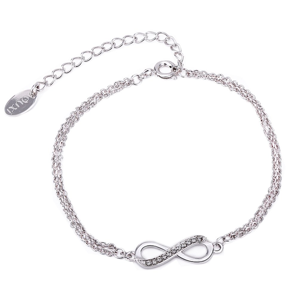 OUXI Platinum Plated Infinity Love Bracelet Simple Bangle with Cubic Zirconia Diamond