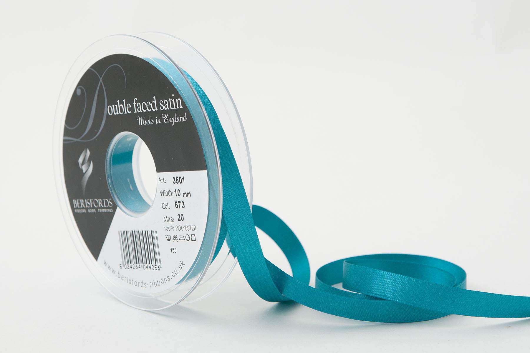 Berisfords Double FACE Poly Satin Ribbon, Malibu Blue, 10 mm — image 1