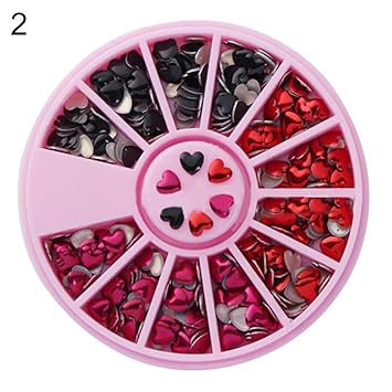 Amazon Com Love Heart Shaped Metal Rivet Diy Nail Art Tips Stickers