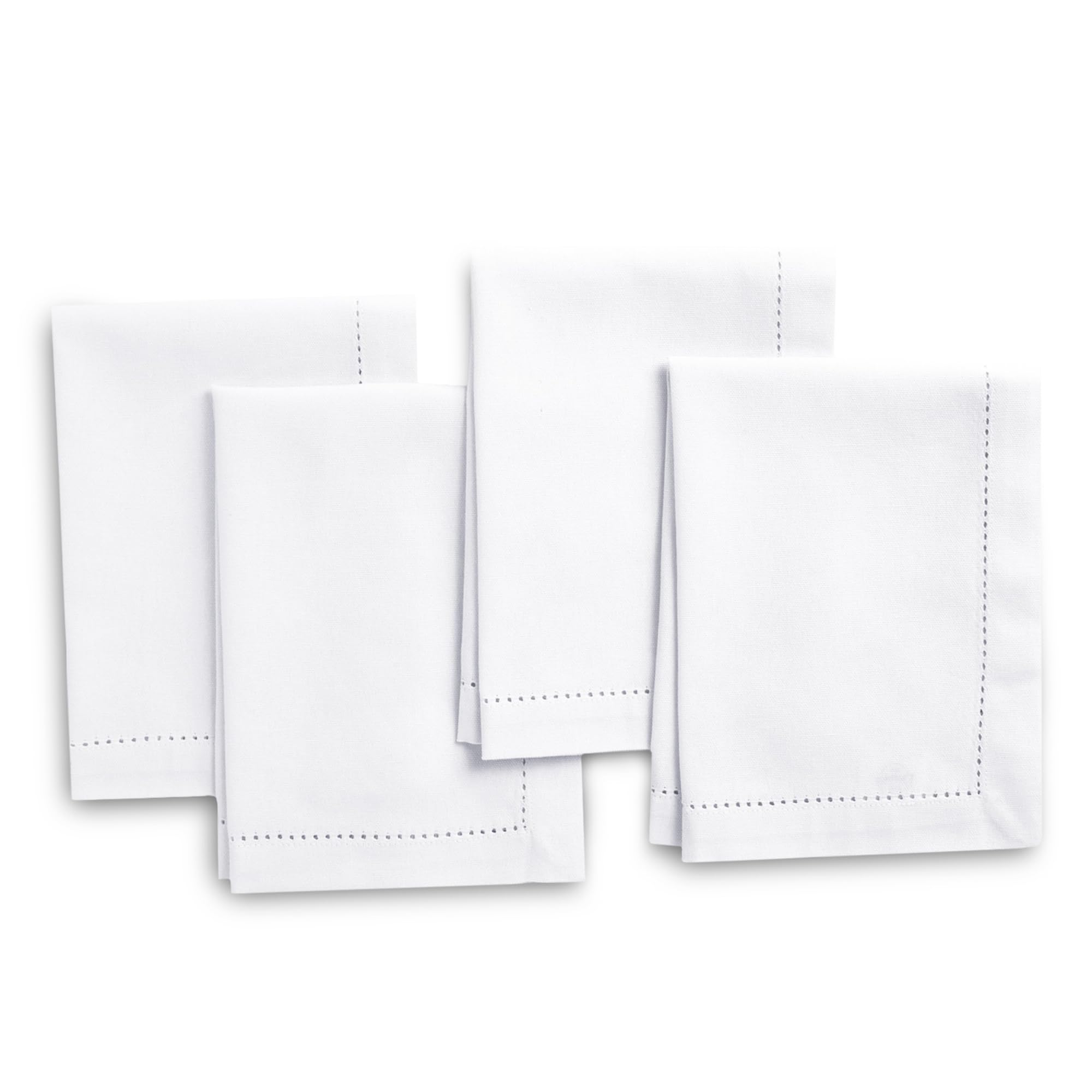Encasa XO White Cloth Napkins Set of 12, 17"x17" | Cotton Hemstitched Design Dinner Napkins | Washable & Reusable Table Napkins for Holiday Dinners, Party, Wedding & Everyday Dining — image 1