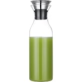 Karafu 50 Ounces/1.5 Liter Glass Carafe with Lid, Borosilicate Glass Pitcher for Hot/Cold Water, Ice Tea and Juice Beverage