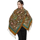 DANA XU 100% Merino Wool Pashmina Shawl for Women 96"x43", Oversized Cashmere Wrap with Tassels, Floral Travel Blanket Cape