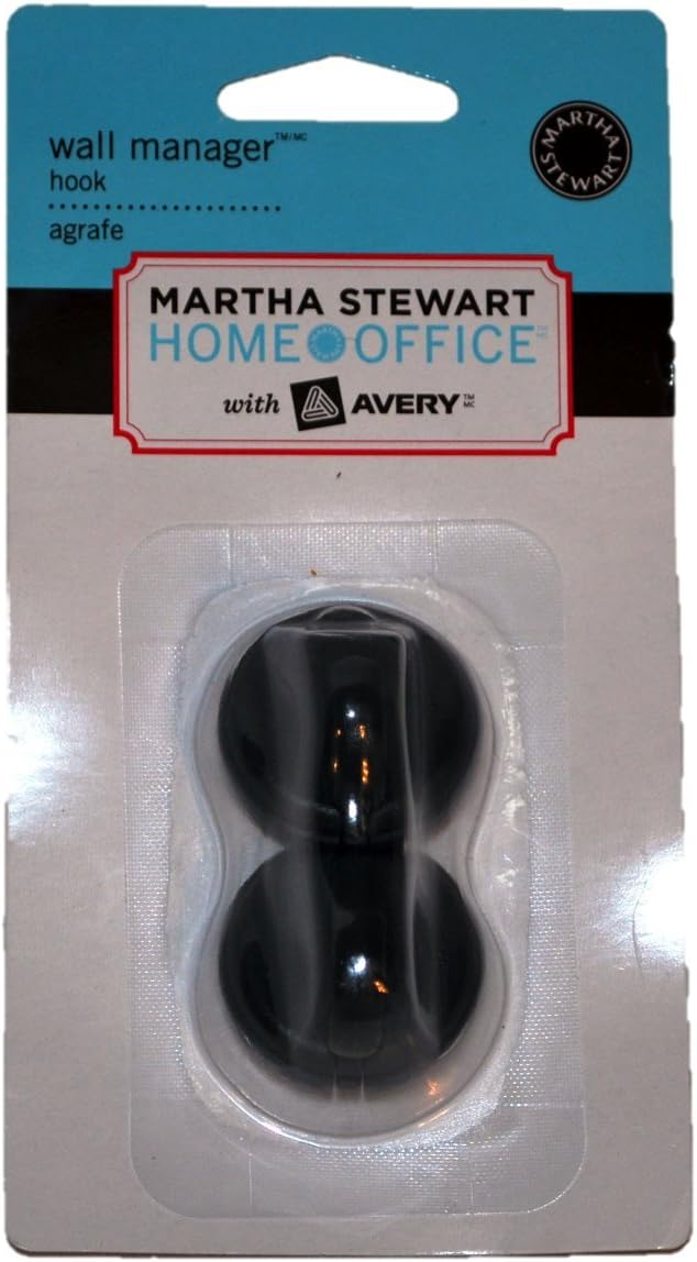 Martha Stewart Home Office with Avery Wall Manager Hook, Black, Pack of 2