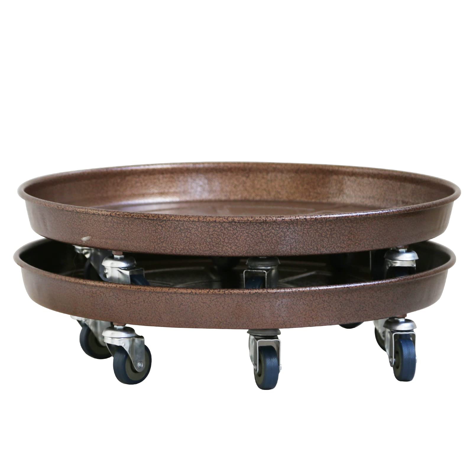 Photo 1 of [missing some wheels] ARTLINE 16" Round Plant Stand with Lockable Wheels, 420lbs Heavy Duty for Indoor Outdoor, Large Rolling Dolly Planter Caddy on Casters to Carry Potted Flower Pot, Round Metal Tray NO Holes, 2 Pack