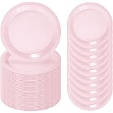 FALIZIFU 50 Pcs Light Pink Paper Plates 7 Inch Pink Dessert Plates Disposable Dinner Plates for Baby Shower Bridal Shower Birthday Party Supplies Disposable Paper Plates