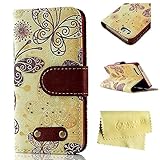 iPhone 5s SE Case,iphone 5 5s SE Wallet Case,MT Mall for iPhone 5 5s SE PU Leather Case Wallet Card Case Magnetic Design Flip Folio Leather Cover Kickstand Cover Case with Butterfly Pattern