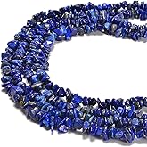 jodaying 7-8mm Natural Blue Lapis Lazuli Gemstone Chips Loose Beads Semi Precious for Jewelry Making DIY Handmade Craft Supplies 1 Strand per Bag Approxi 34"