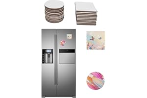 HZHAN 40PCS Mini Magnetic Canvas Panel for Painting Small Flat Canvas Board Art DIY for Refrigerator Magnets Decorations 2.5inches (Round,Square)
