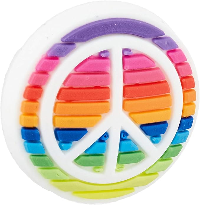 Crocs Love Shoe Charms Jibbitz, Rainbow Peace Sign, Small