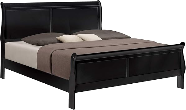 Amazon Com Benjara Sleigh Design Wooden King Size Headboard And Footboard Black