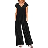 ANRABESS Jumpsuits for Women 2026 Summer Casual Loose Cap Sleeve Crewneck Wide Leg Rompers Jumper One Piece Beach Outfits