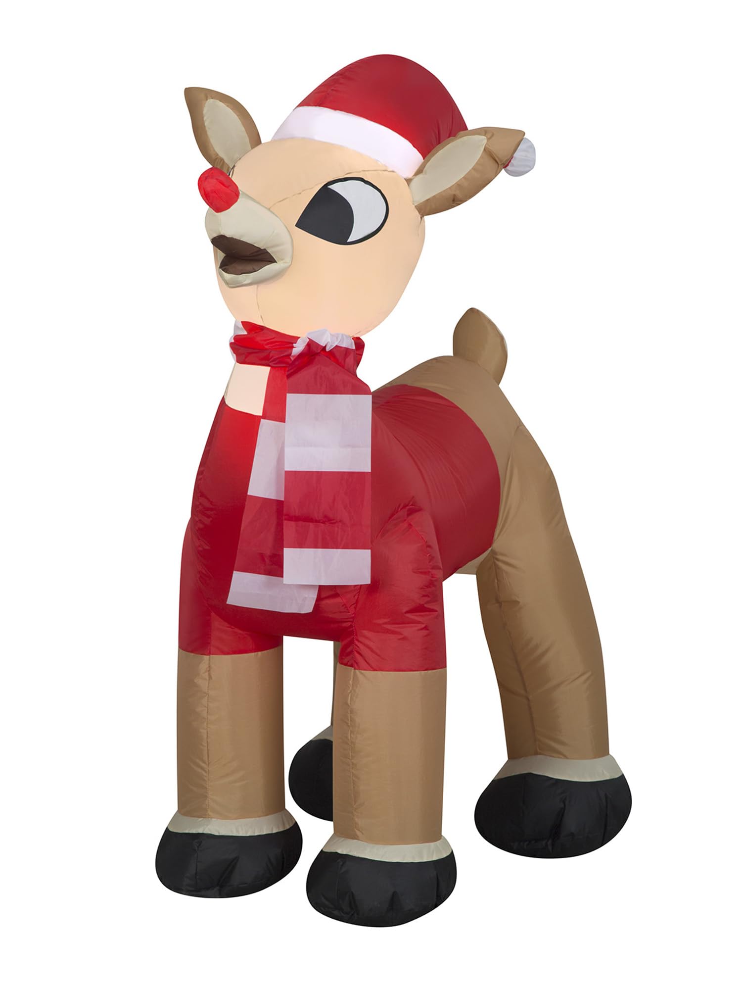 Photo 1 of 42" Inflatable Airblown Standing Rudolph in Santa Outfit