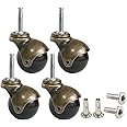 MySit 2 inch Ball Casters Wheels Brass Vintage Antique Furniture Caster Set of 4,Grip Neck Spherical Casters with 5/16" x 1-1/2" Swivel Caster for Furniture Legs, Cabinet, Sofa
