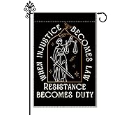 Hafhue When Injustice Becomes Law Resistance Becomes Duty Garden Flag, 12 x 18 Inch Double Sided Farmhouse Holiday Yard Garden Lawn Decoration Flag, Feminist Flag, Social Justice Garden Flag
