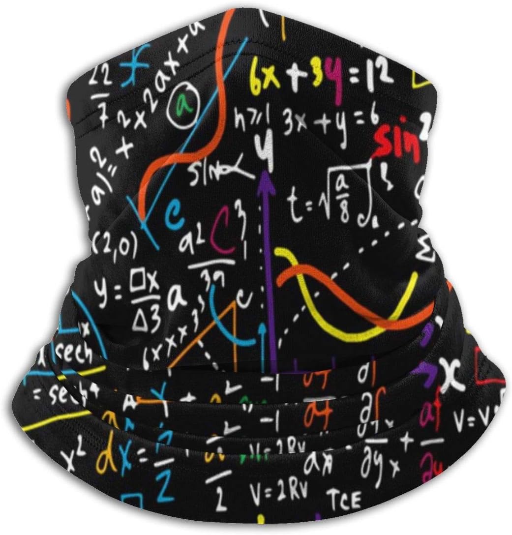 Microfiber Neck Warmer Xmas Present Math Linear Education Neck Gaiter Tube Ear Warmer Headband Scarf Face Mask Balaclava Black