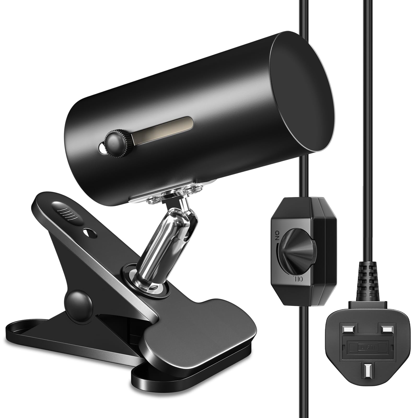 GlowUp Dimmable Reptiles Tortoise Heat Lamp, Adjustable Heat Lamp Holder with Clip and Dimmer Switch, E27 Basking Lamp, Heat Lamp Holder for Lizards, Snakes, Chicks, Puppies, Max 100W (No Bulb)