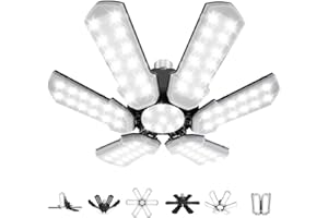 KPBOTL 150W Upgrade LED Garage Lights 1 Pack Screw in Garage Light Bulb 6+1 Adjustable Panels Garage Lighting 15000LM 6500K Deformable Garage Lights Ceiling LED Shop Light for Barn Attic Basement