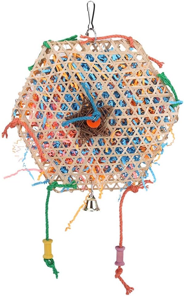 Parrot Shredding Toys Paper Strips Bird Chew Toy Woven Bamboo Bird Shredders Toy Foraging Hanging Toy for Parrot Budgie Parakeet Cockatiel Conure