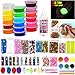 DIY Slime Kit for Girls Boys - Ultimate Glow in the Dark Glitter Slime Making Kit-18 Slime Containers, Foam Balls, Water Beads,Clear Glue,White Clay,Glitters,Mica,Tools